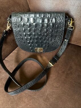 Brahmin Crocodile-Embossed Leather Crossbody Bag